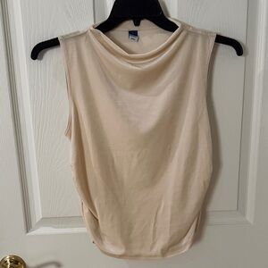 Old Navy Sleeveless Draped mock Neck Tank Top - Cream with shimmer medium